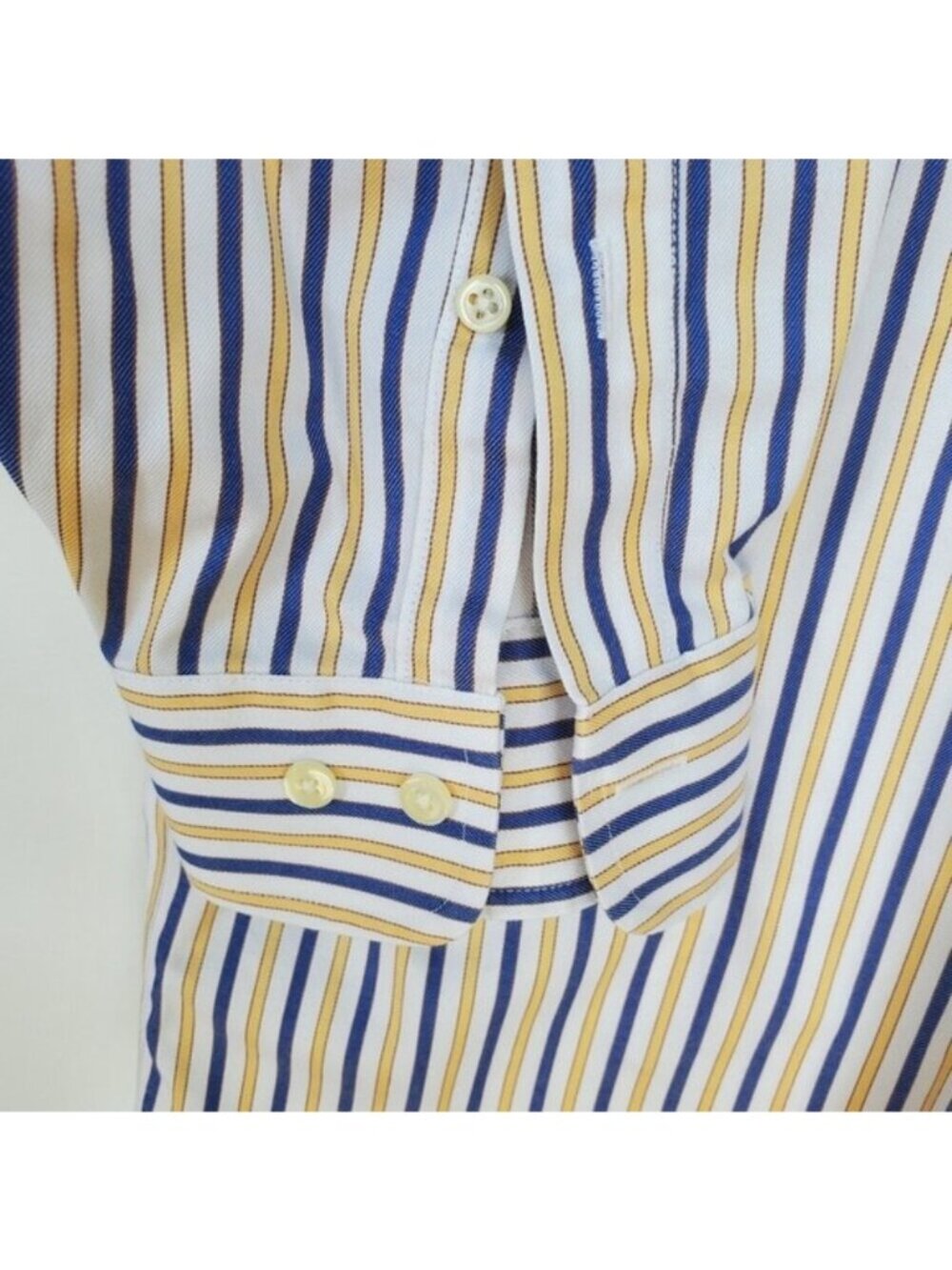 Brooks Brothers Button Up Yellow Blue Stripe Traditional 18 4/5